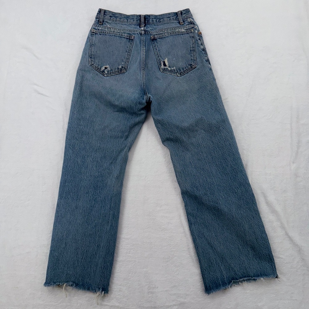 BDG Urban Outfitters Vtg Wide High-Rise Jeans 27 Distressed Raw Hem Button Fly - Picture 2 of 8
